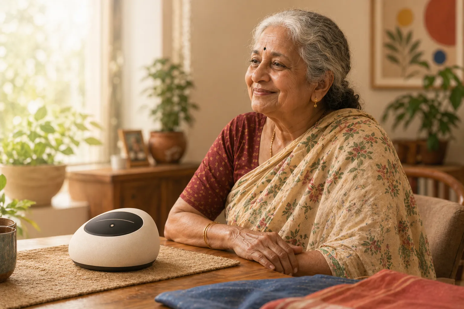 Elder smiling beside Reca
